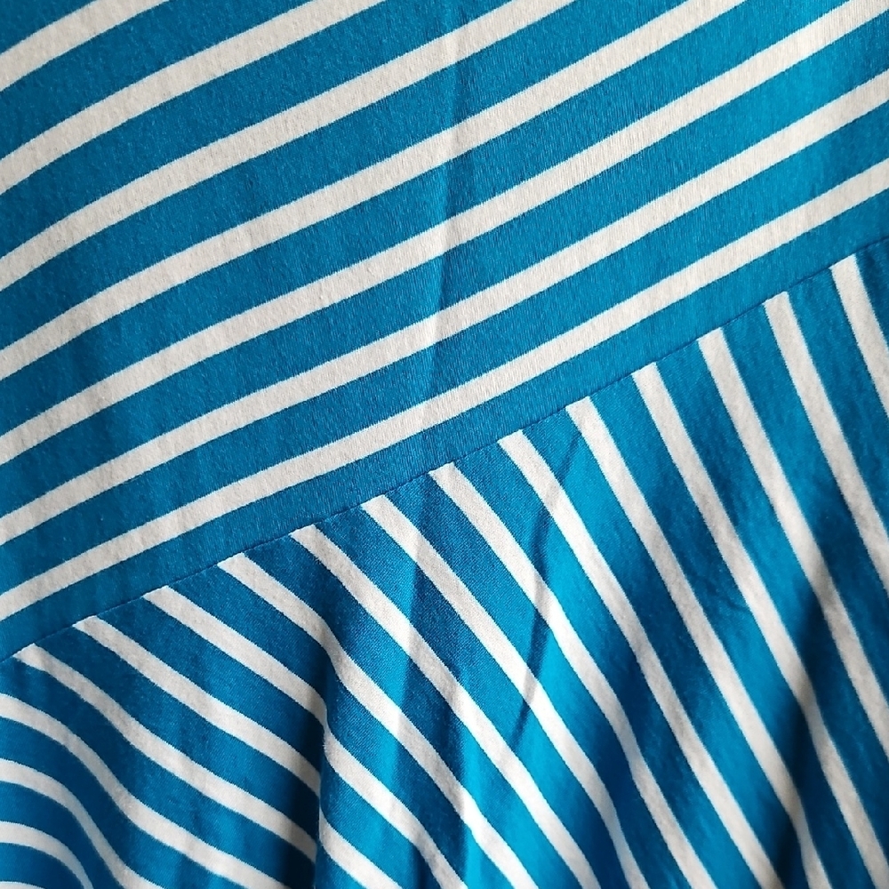 Chaps Bright Blue And White Striped Maxi Skirt - Flared A-Line (Women's M) - Picture 2 of 5